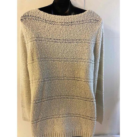 Chicos sweater cream bling shiny sequins dots size 1 Medium M - Picture 5 of 7